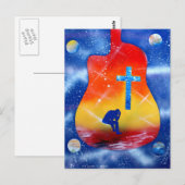 Schilderen van verf, gitaar & kruisverf briefkaart (Voorkant / Achterkant)