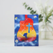 Schilderen van verf, gitaar & kruisverf briefkaart (Staand voorkant)