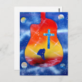 Schilderen van verf, gitaar & kruisverf briefkaart (Voorkant / Achterkant)