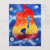 Schilderen van verf, gitaar & kruisverf briefkaart (Voorkant)