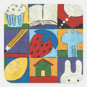 Schilderen van verschillende objecten door Charikl Vierkante Sticker