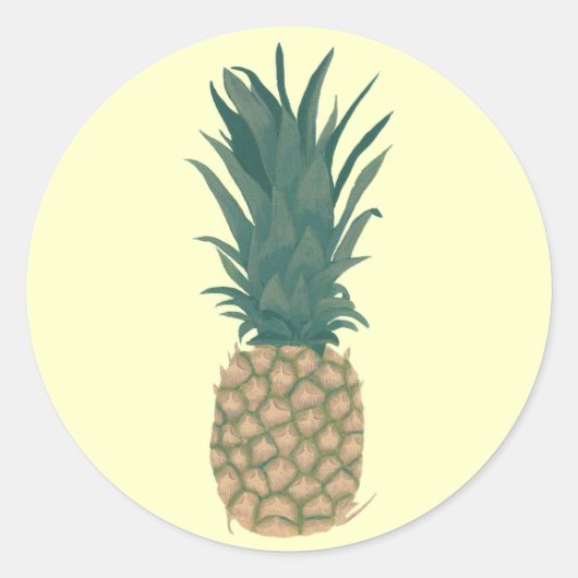 Schilderen van verse ananas door CherylsArt Sticke Ronde Sticker (Voorkant)