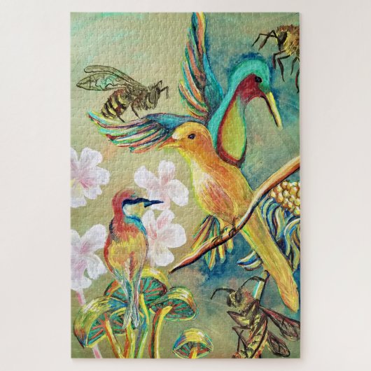 schilderen van vogels en bijen legpuzzel (Verticaal)