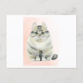 Schilderen van waterverf van een katje met fluffie briefkaart