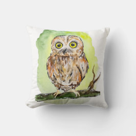 Schilderen van waterverf van uil kussen