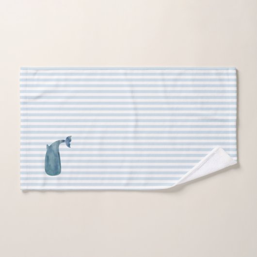 Schilderen van witte blauwe streep bad handdoek (Handdoek)