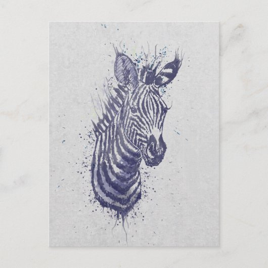Schilderen van zebra splatters voor dierlijke wate briefkaart (Voorkant)