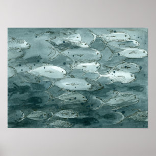 Schilderen van zwarte en witte Waterverf Poster