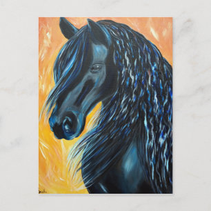 Schilderen van zwarte paarden briefkaart
