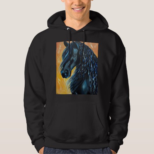 Schilderen van zwarte paarden hoodie (Voorkant)