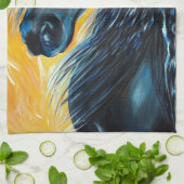 Schilderen van zwarte paarden theedoek (Gevouwen)