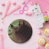 Schilderen van zwarte wolf en witte wolf. papieren bordje (Feest)