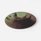 Schilderen van zwarte wolf en witte wolf. papieren bordje (Gekanteld)