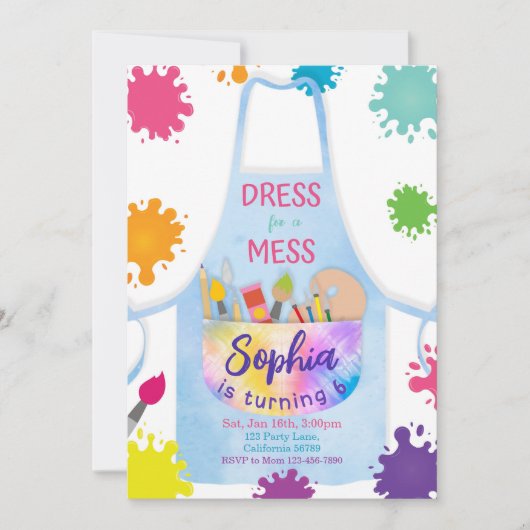 Schilderen Verjaardag Uitnodiging Verf Uitnodiging (Voorkant)
