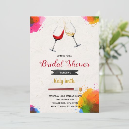 Schilderen vrijgezellenfeest feestuitnodiging kaart (Staand voorkant)