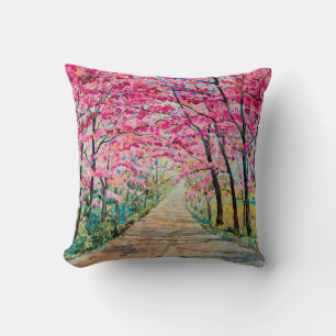 Schilderen waterverf landschap roze rode kleur Tun Kussen