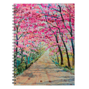 Schilderen waterverf landschap roze rode kleur Tun Notitieboek