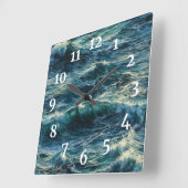 Schilderen Zee stroompieken blauw Vierkante Klok (Hoek)