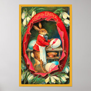 Schilderend Paaseieren Rode Vintage Pasen Poster