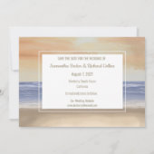 Schilderend strand scène sparen de datum save the date (Achterkant)