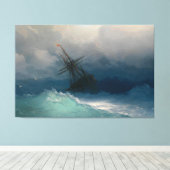 Schilderend zee Premium gevlekt doek (gloss) Canvas Afdruk (Insitu (Houten vloer))