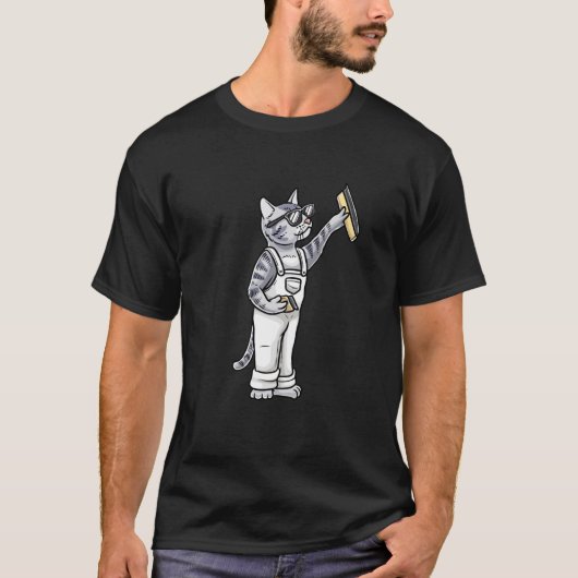 Schilderende Kat Schilderij T-shirt (Voorkant)