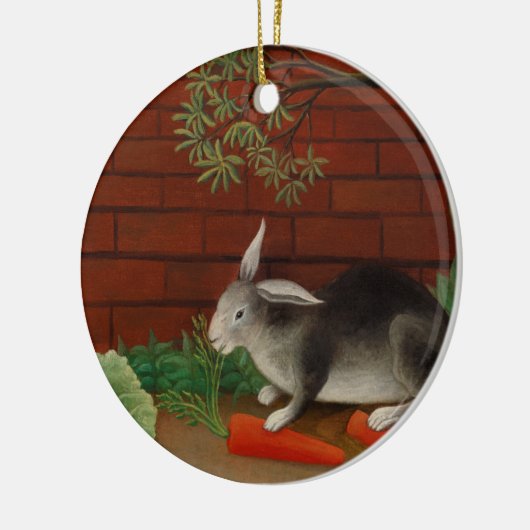  schilderende konijnenetende wortel keramisch ornament (Links)