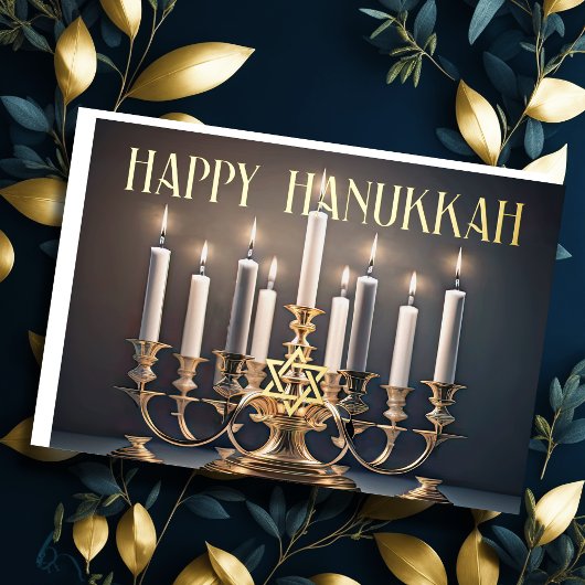 Schilderende Menorah Prettig Chanoeka Feestdagen Kaart