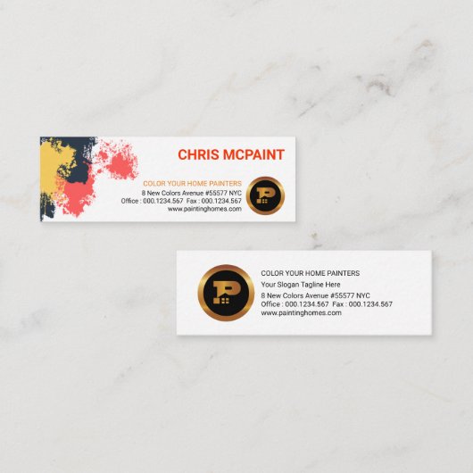 Schilderende wandverfcontractant met afschilfering mini visitekaartje (Voorkant / Achterkant)