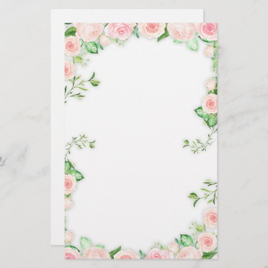Schildergrens van roze zweet rozen briefpapier (Voorkant / Achterkant)