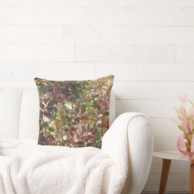 Schilderige groene rode rode bladeren kussen (Bank)