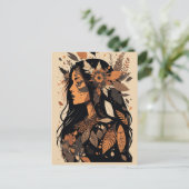 Schilderige Native American Woman Briefkaart (Staand voorkant)