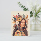 Schilderige Native American Woman Briefkaart (Staand voorkant)