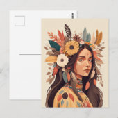 Schilderige Native American Woman Briefkaart (Voorkant / Achterkant)