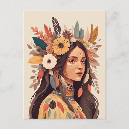 Schilderige Native American Woman Briefkaart (Voorkant)