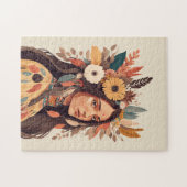 Schilderige Native American Woman Legpuzzel (Horizontaal)