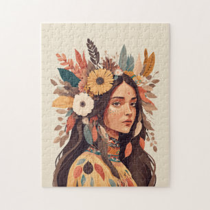Schilderige Native American Woman Legpuzzel
