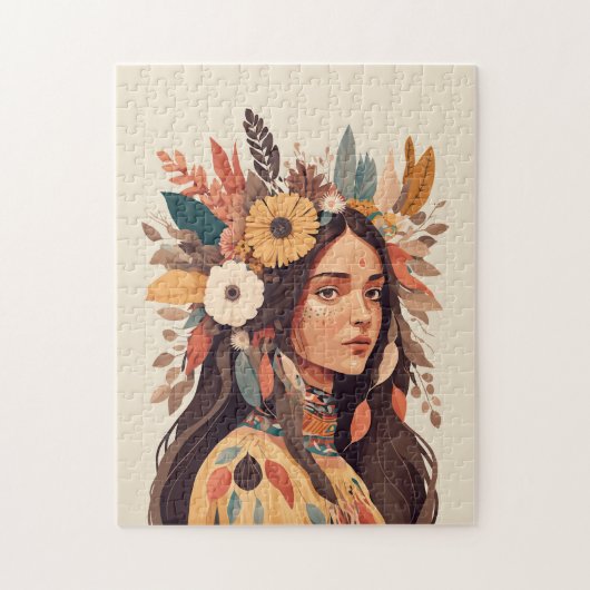 Schilderige Native American Woman Legpuzzel (Verticaal)
