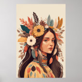 Schilderige Native American Woman Poster (Voorkant)