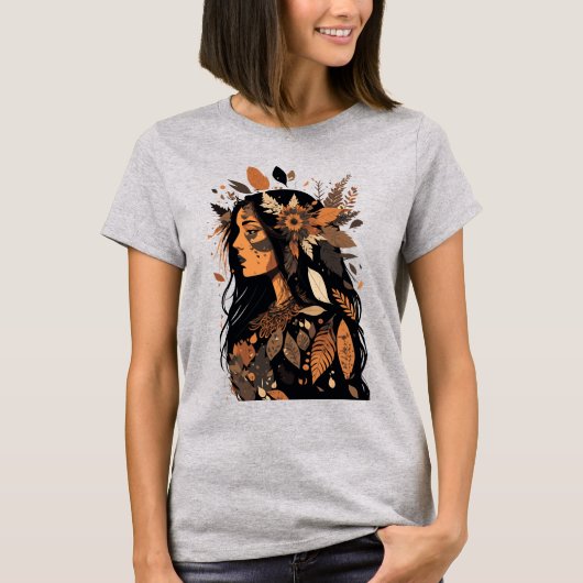 Schilderige Native American Woman T-shirt (Voorkant)
