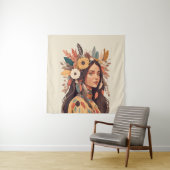 Schilderige Native American Woman Wandkleed (In situ)