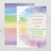 Schilderij 10e meisje verjaardag uitnodiging (Voorkant / Achterkant)
