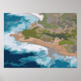 Schilderij aan de kust van Californië Poster