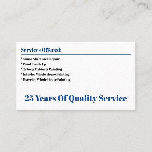 Schilderij Aannemer Gepersonaliseerd Visitekaartje (Achterkant)