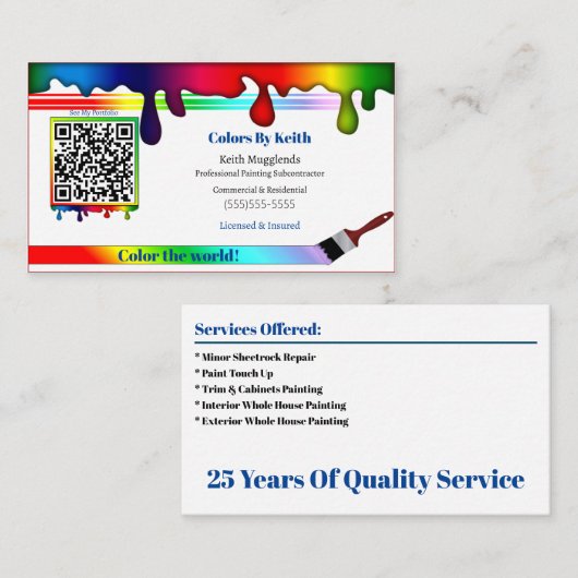 Schilderij Aannemer Gepersonaliseerd Visitekaartje (Voorkant / Achterkant)