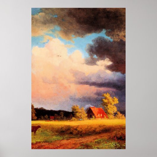 Schilderij Albert Bierstadt, Beiers landschap Poster (Voorkant)