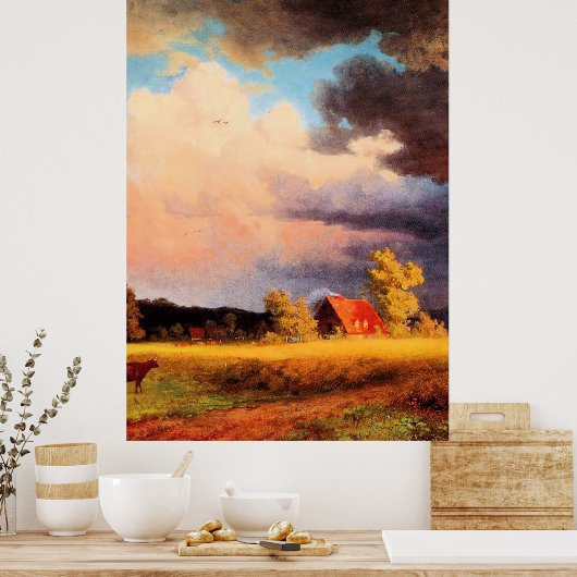 Schilderij Albert Bierstadt, Beiers landschap Poster (Keuken)