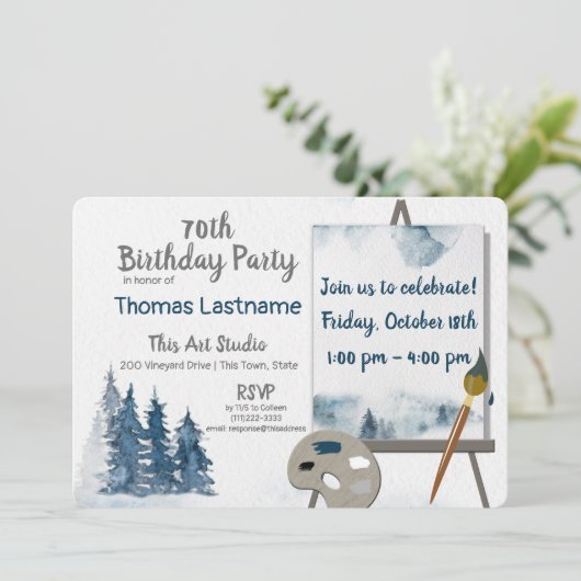 Schilderij Art Easel Verjaardagsfeest Kaart (Staand voorkant)