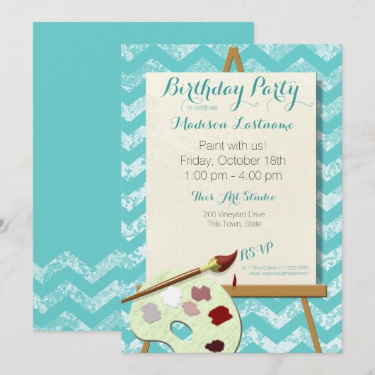 Schilderij Art Verjaardagsfeest Kaart (Voorkant / Achterkant)