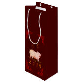 Schilderij Bamboe Chinese Frame Varkensjaar 2019 W Wijn Cadeautas (Achterkant Gekanteld)